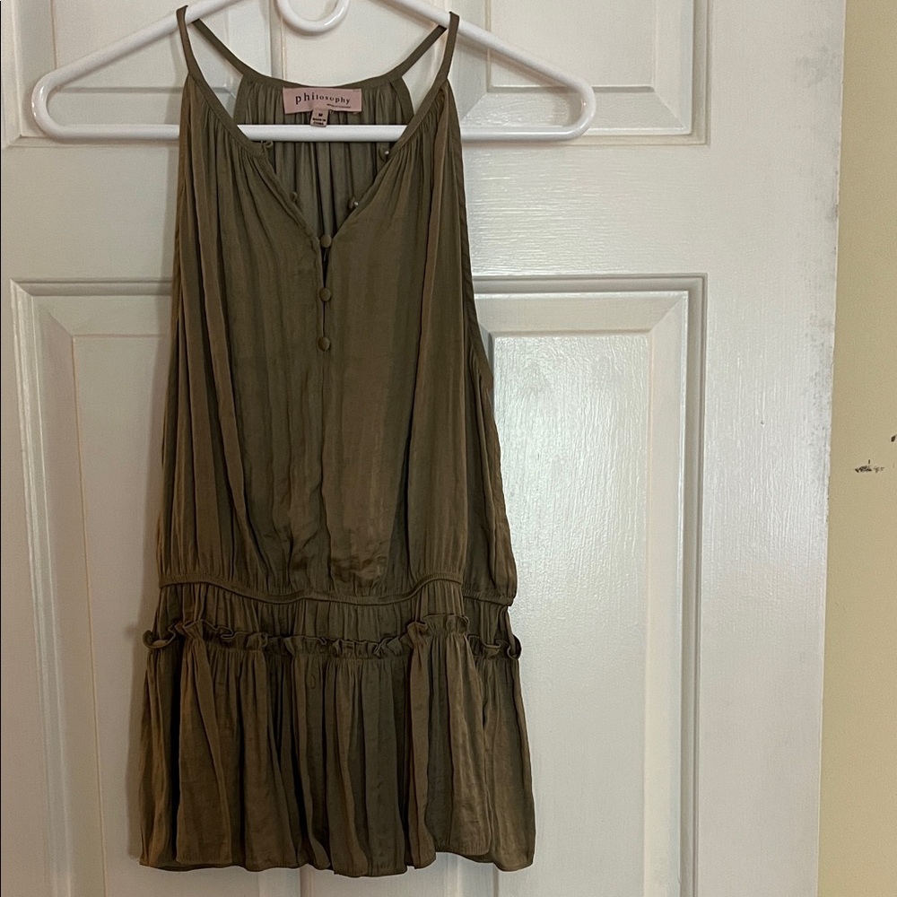 Philosophy Olive Green Sleeveless Tank Top